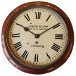 Kendal & Dent, Makers to the Admiralty, London, a mid Victorian mahogany wall clock, the 12" white