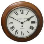 J.B. Inglis & Sons, York, an early 20th century mahogany wall clock, the white enamel 10" dial