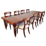 A Victorian style mahogany extending dining table with eight chairs, by John Mason of Lockington,