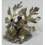 An Italian Federico Buccellati sterling silver salt & pepper floral sculpture form base, signed,
