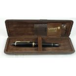 Mont Blanc, Meisterstuck No. 146 fountain pen, with 14 K nib, case, guarantee.