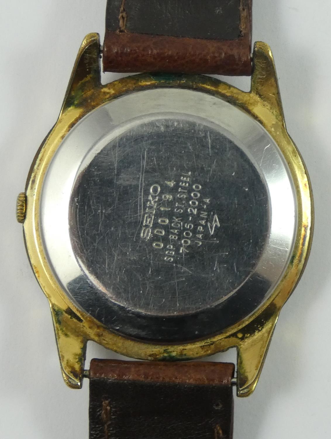 A Seiko, gentleman's automatic date wristwatch, circa 1971, the silvered dial with baton markings, - Image 2 of 2