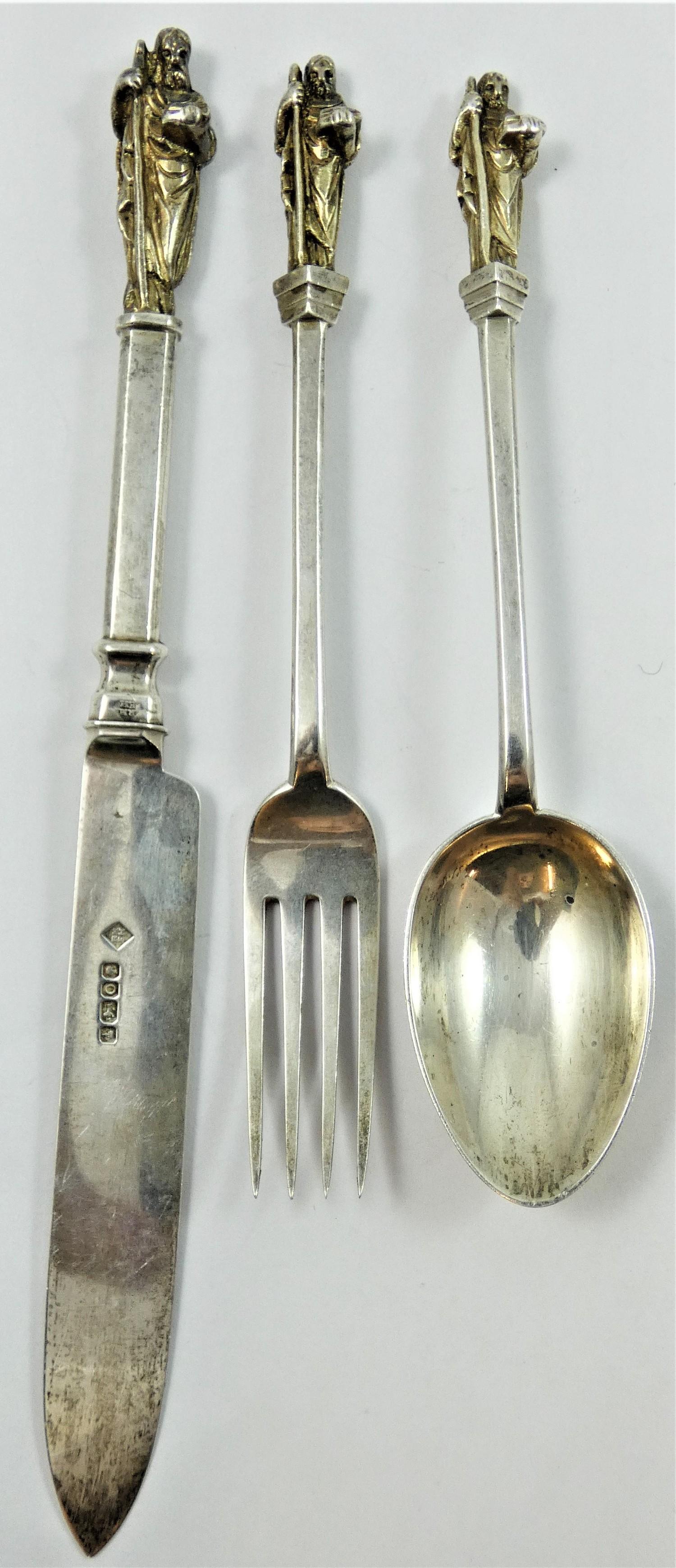 A Victorian silver three piece christening set, by Martin & Hall, Sheffield 1881, with cast gilt