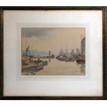 Daryl Lindsay (20th century), The Thames from Wapping, signed and dated '32, watercolour, 26 x 36