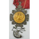 A Victorian silver Ancient Order of the Foresters collar badge, London 1857, with glazed gilt