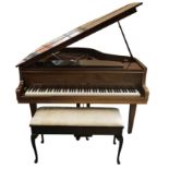 A Kemble baby grand piano in a mahogany case, retailed by Harrods, reference number 69981, c.1979,