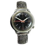 Bulova Accutron - a stainless steel gentleman's wristwatch, c. 1970's, with black dial and red