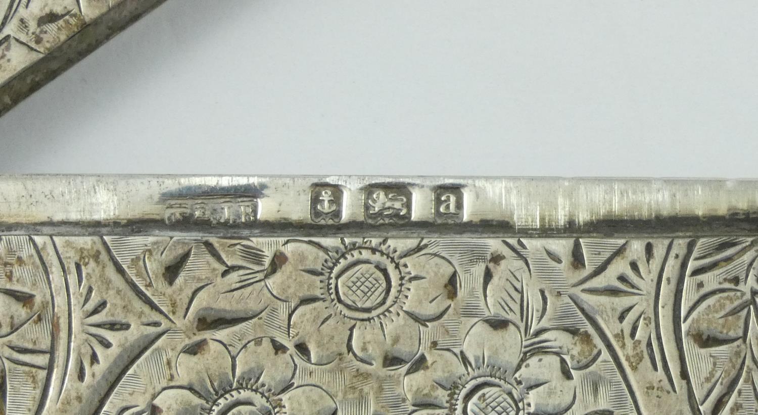 A Victorian silver card case, Birmingham 1900, with all over floral engraved decoration, 10 x 6.5 - Image 3 of 3