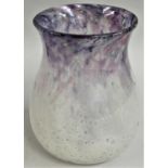 An unusual Art Glass droplet effect vase with flared rim, decorated in splashes of pinks and purples