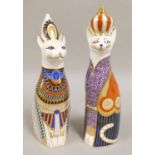 A pair of Royal Crown Derby paperweights from the 'Royal Cats' series, c.1986, to include 'Egyptian'