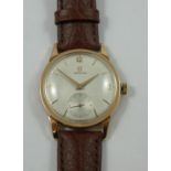 Omega - an 18ct rose gold manual wind gentleman's wristwatch, ref 14707 - 7, c. 1960, the silvered