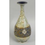 A Doulton Lambeth stoneware vase, of baluster form with blue central band, impressed marks, 34 cm.
