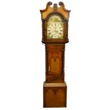 William Flint, Driffield, a Victorian 8 day painted dial oak and mahogany longcase clock, the 13"