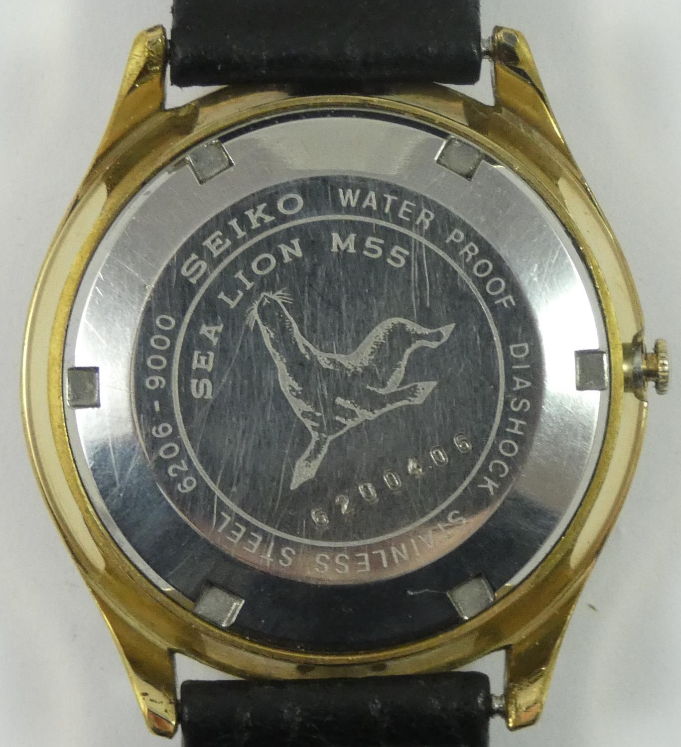 Seiko, Sea Lion gilt metal gentleman's automatic wristwatch, circa 1966, the silvered dial with date - Image 2 of 2