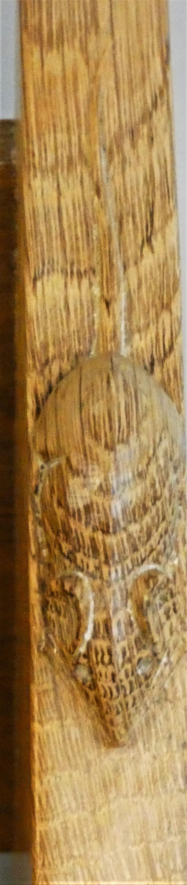 Robert Mouseman Thompson, an adzed oak table top bookshelf, with carved mouse signature to one - Image 2 of 2