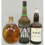 Haig Gold Label, 75cl x 1, Haig Dimple, 75cl x 1, VAT 60, one US quart x 1 (3).