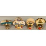 An early 20th century shell art souvenir inkwell/letter rack, three shell as a the rack with A