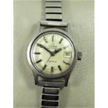 Omega - a stainless steel automatic ladies wristwatch, the silvered dial with date aperture,