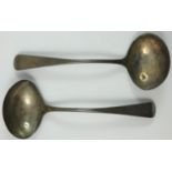 Of York interest, a George III Provincial silver pair of old English sauce ladles, by H. Prince &