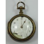 Edward Tomlin, London - a George III metal and tortoiseshell pair cased verge pocket watch, c. 1770,