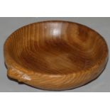 Robert Mouseman Thompson, an oak bowl, with adzed exterior and interior, with mouse signature,