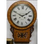 Mills & Son, Ripon, a Victorian drop dial wall clock, the 12" white enamel dial with Roman numerals,