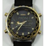 Seiko, an analogue/digital World Time alarm chronograph stainless steel gentleman's wristwatch,
