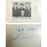 Of Beatles interest - a group of four autographs, signed in blue biro on the back of a Parlophone