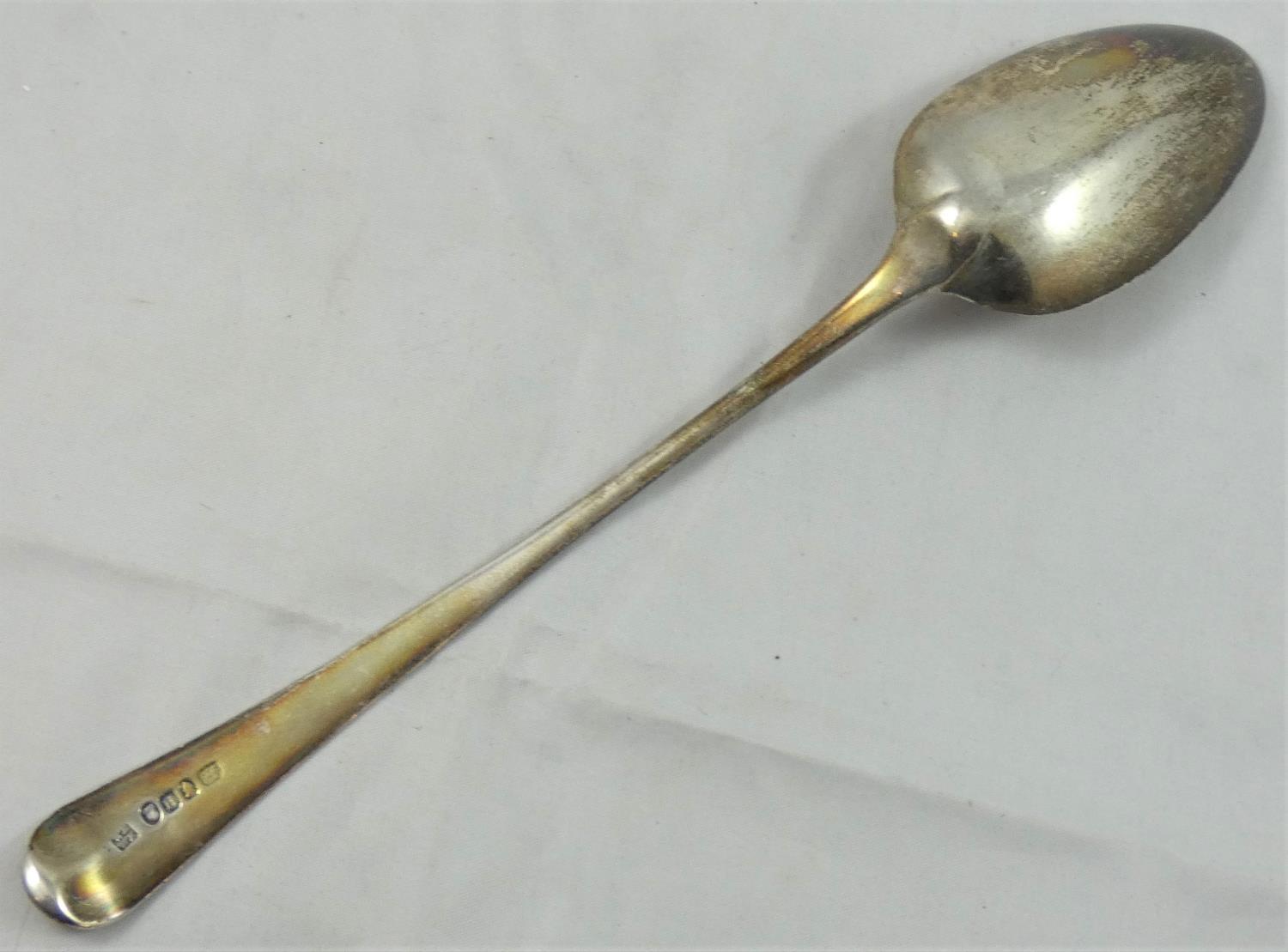 A George III silver old English pattern basting spoon, London 1803, intialled, 2.5 oz, 28 cm. - Image 2 of 3