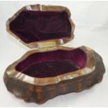 A Victorian tortoise shell jewellery box, with hinged lid opening to reveal a velvet interior,