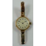 A 9ct rose gold ladies manual wind wristwatch, London 1913, the silvered dial with Arabic