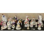 A collection of eighteen assorted continental figurines, to include Regency style and others (18).