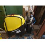 A Sealy soda blasting kit, 18kg capacity, serial number 201605-097, together with a Karcher KMINNO