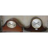 A mahogany cased Westminster chime manual wind mantel clock, together with a similar manual wind