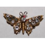 A 9ct gold and paste butterfly brooch, Chester hallmark, weight 3 gm.