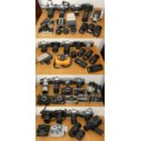 Four boxes of cameras and lenses, to include early cine cameras, Chinon CA-4, Canon AL-1, Cosina