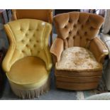 Two button back upholstered bedroom chairs (2).