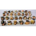 A collection of thirty Royal Doulton miniature character jugs, to include D7062 Snowman, D7158