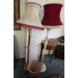 Two painted early 20th century standard lamps with shades (2).