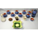 A collection of Wold handthrown commemorative pottery, to include six coffee cups and saucers,