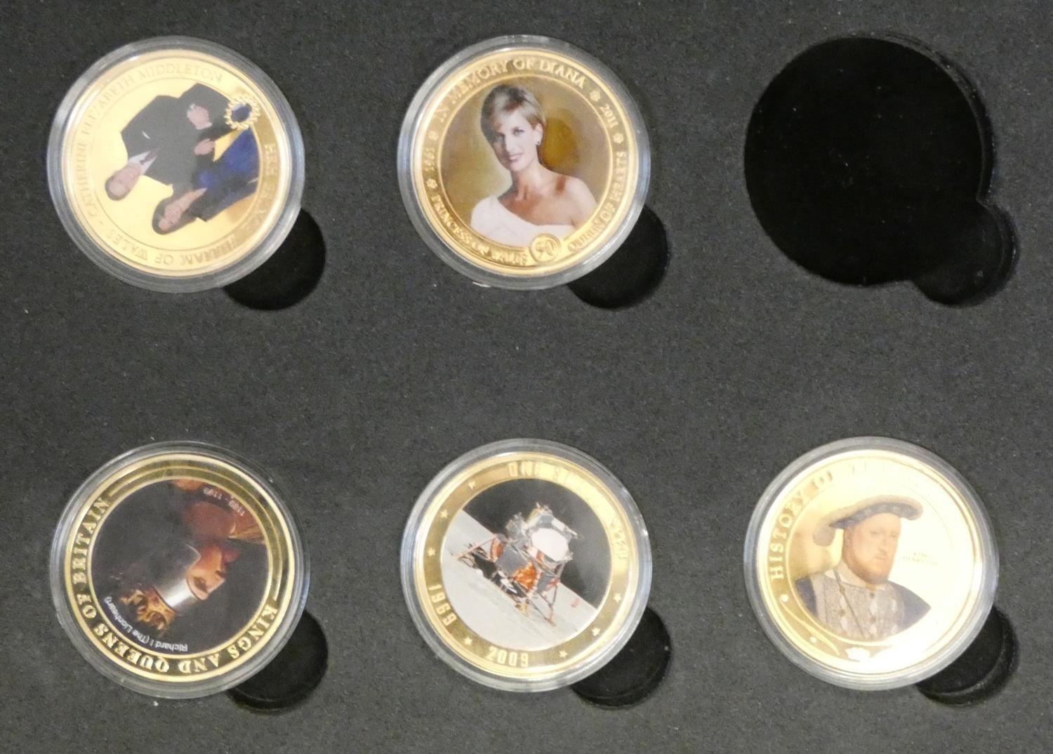 A quantity of cupro nickle and silver coins, some gilded and enamelled, mainly cased, - Image 4 of 5