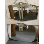 An Art Deco bevel edge mirror with chrome surmount, 50 x 75 cm and another mirror, 40 x 68 cm (2).