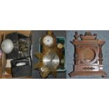 A quantity of clock cases, parts and dials, a Junghan's mid 20th century stylised wall clock,