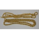 Two 9ct gold rope link chains, 10gms.
