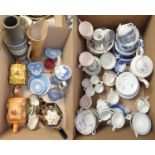 Various Wedgwood jasperware pieces, cottageware teapots, mid 20th century 'Landgley' vase,