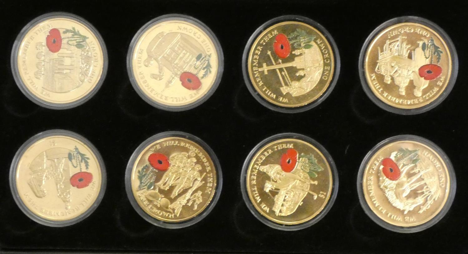 A quantity of cupro nickle and silver coins, some gilded and enamelled, mainly cased, - Image 5 of 5