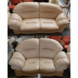 A matching three plus two seater leather sofas, length 212cm and 180cm (2).