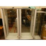 A set of 4 white display cabinet with glass doors and two island units (6).