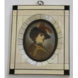 A portrait miniature of an 18th century gentleman, signed Rembrand, overall 14.5 x 12 cm.