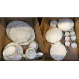 A Royal Albert Satin Rose part dinner service for 6 place settings, including 2 tureens and a coffee